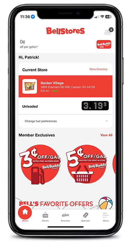 Phone with Bellstores App Preview